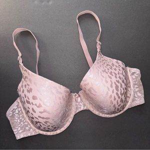Maidenform Bra 40D Taupe Animal Print T-Shirt Bra Pink Tan Underwire